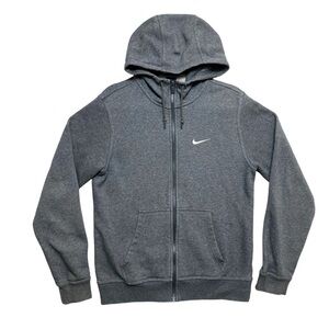 Nike Sportswear Club Hoodie Mens Small Gray Fleece Full Zip Sweatshirt